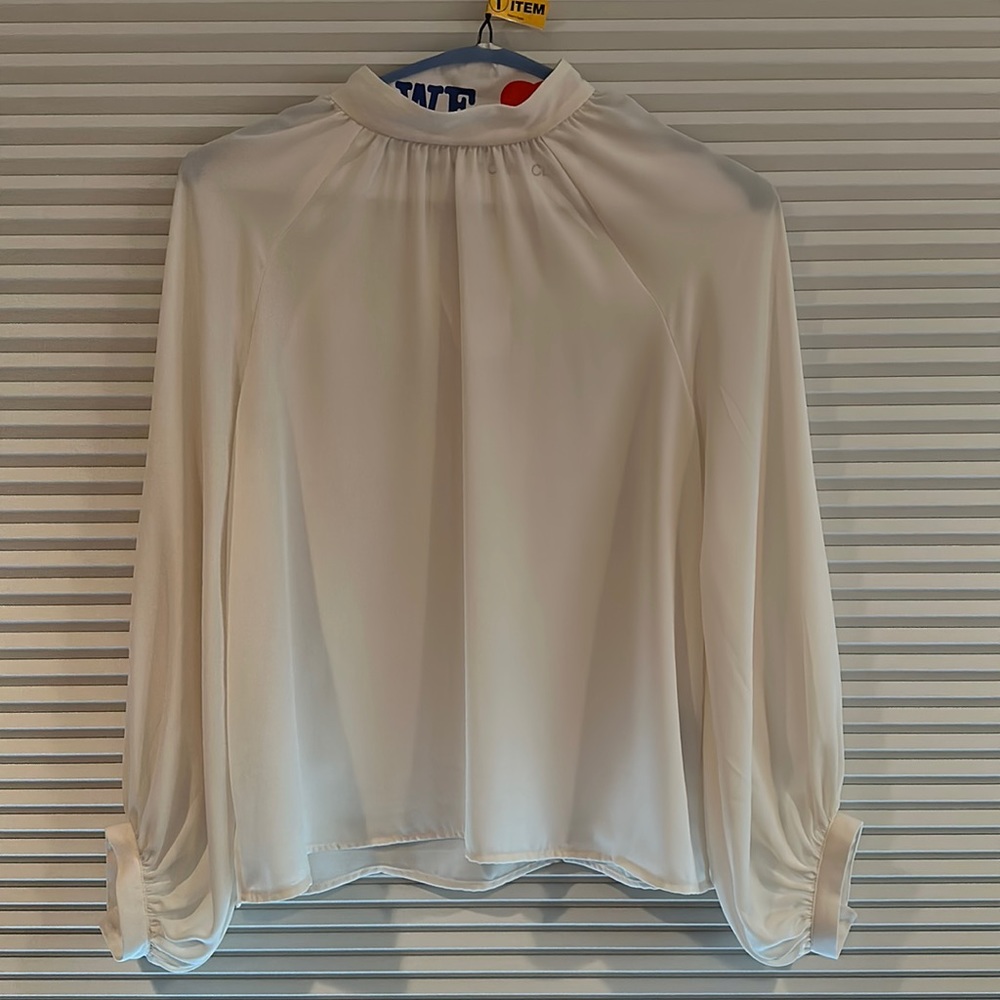 Mock turtle neck bell sleeve blouse